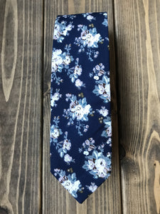 Navy & Mink Floral Cotton Tie