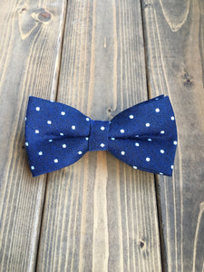 Navy Dot Cotton Bow Tie
