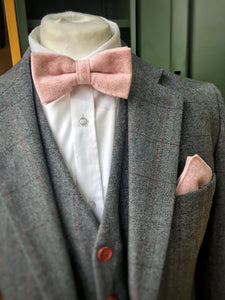 Pale Pink Wool Bow Tie