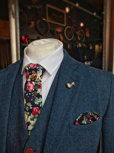 Navy Floral Cotton Tie