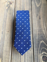 Load image into Gallery viewer, Navy Dot Cotton Tie
