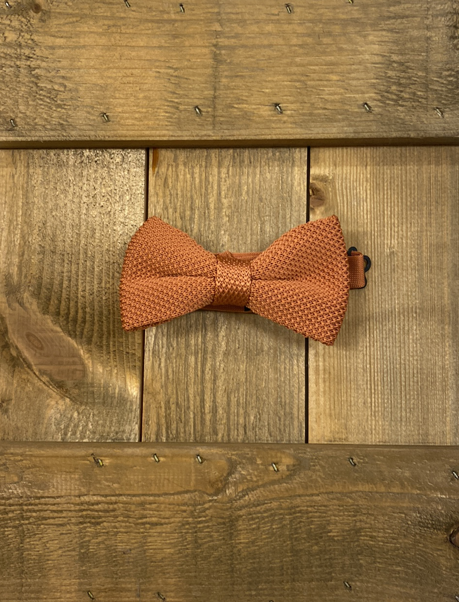 Rustic Orange Knitted Bow Tie