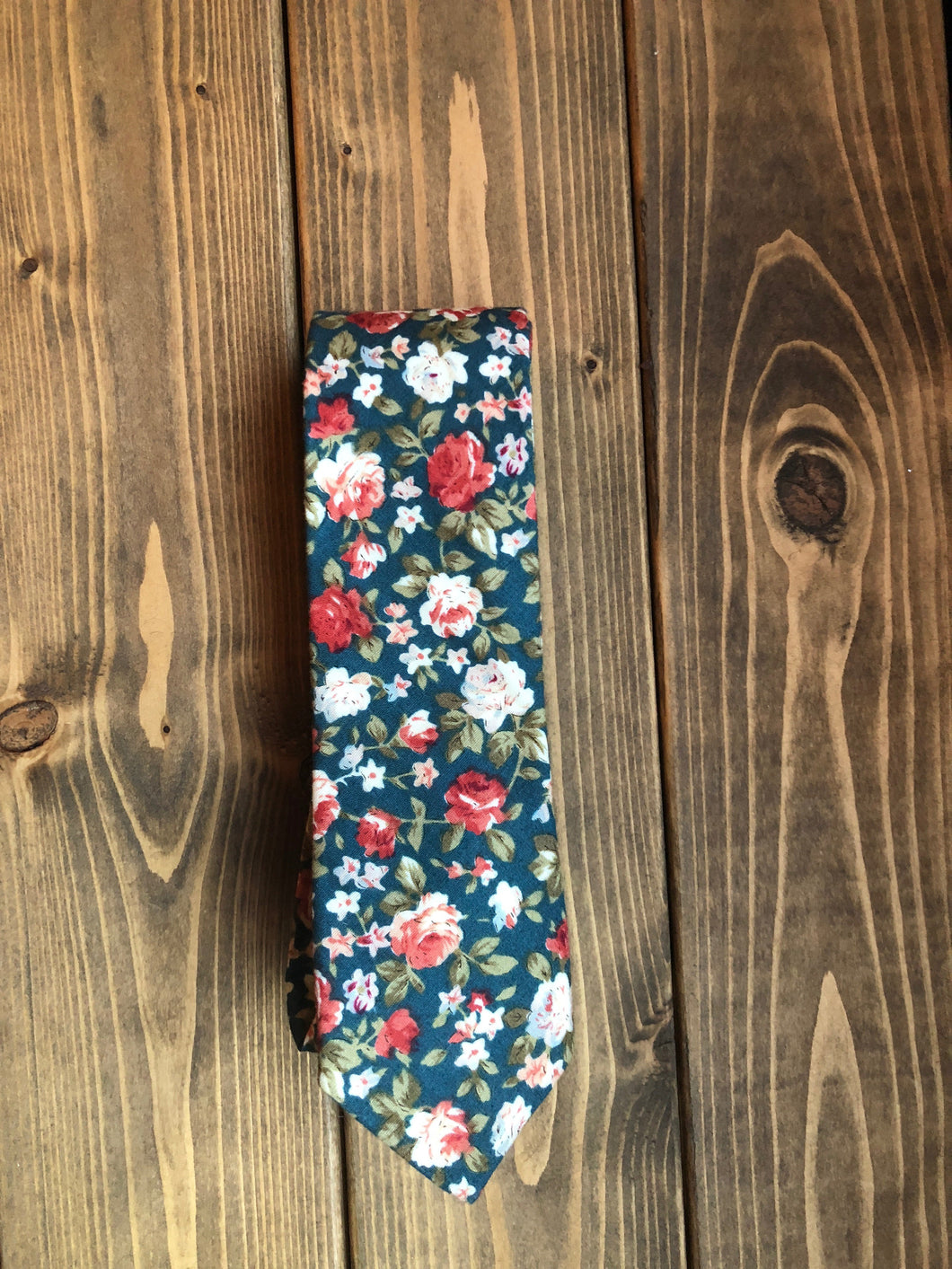 Forest Green Floral Cotton Tie